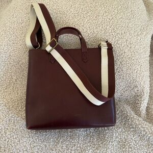 Madewell Zip Top Transport tote crossbody webbing and leather strap